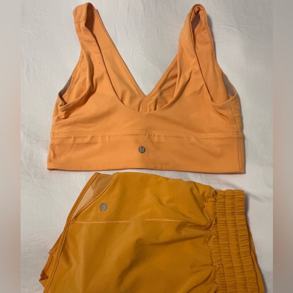 Lululemon Orange Sports Bra and Shorts Set